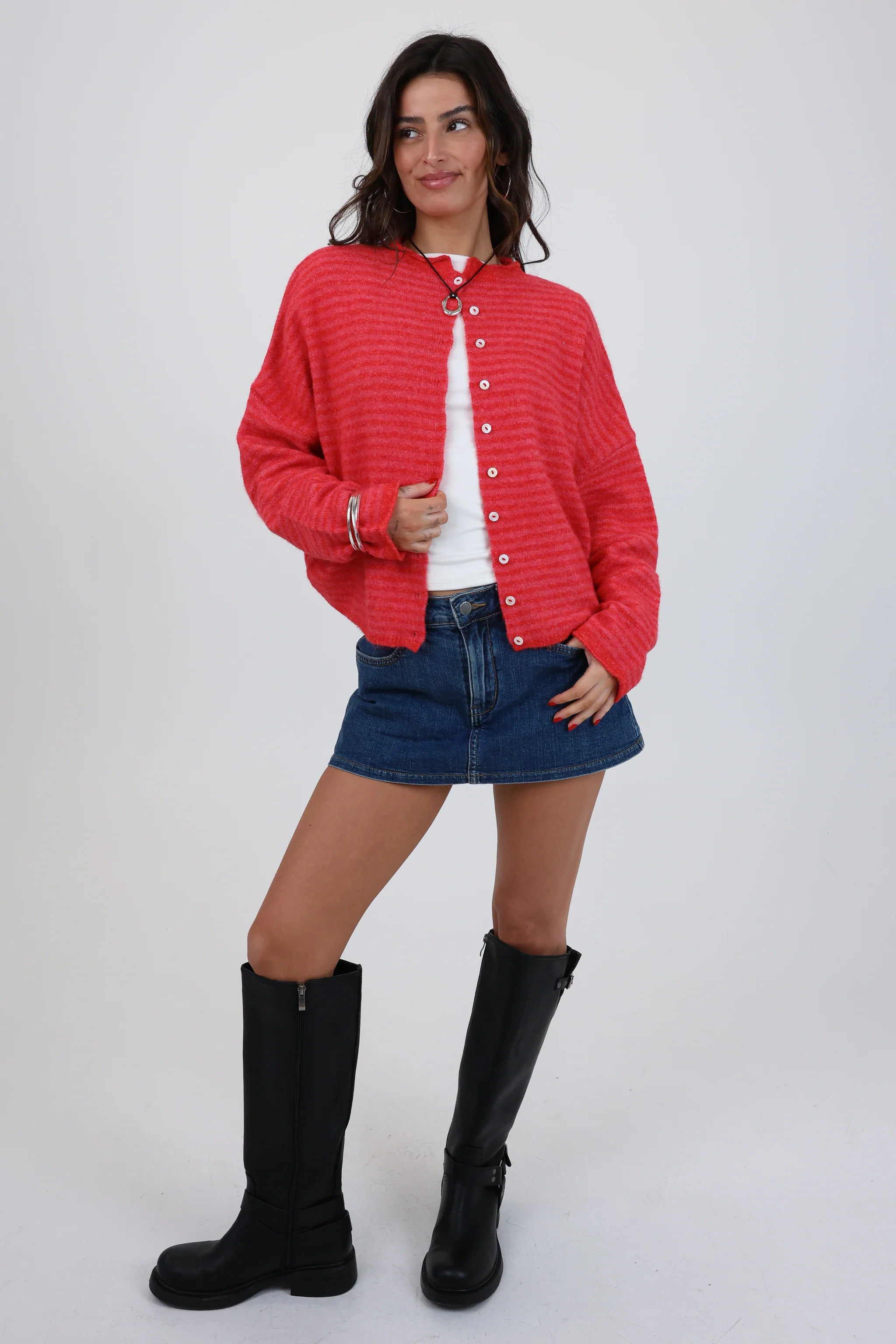 Phoebe Cardigan in Cherry | Grey Bandit