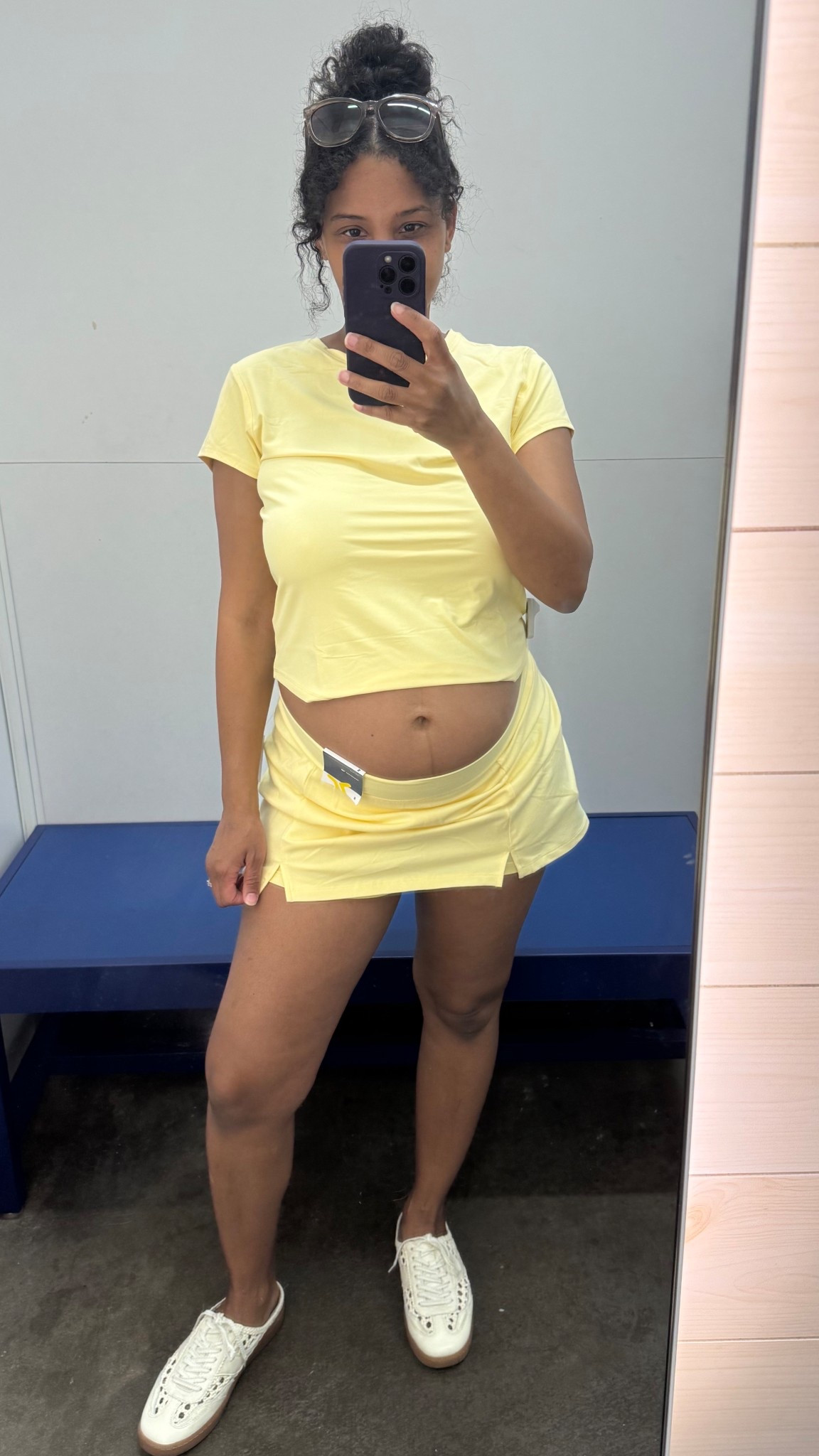 Old Navy matching butter yellow active set 
Top in large Skort in small 
Bump friendly outfit 🤰

#LTKSaleAlert #LTKBump #LTKSeasonal