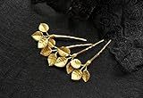 Gold hair accessories Golden branch with 3 three leaves Realistic small leaf Modern wedding hair pin | Amazon (US)