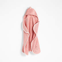 Nachi Organic Pink Hooded Personalized Baby Towel + Reviews | Crate & Kids | Crate & Barrel