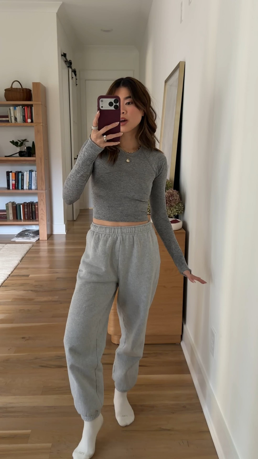 Comfy outfit of the day. 
Top size 4, sweats XS short 

#LTKootd #LTKdayinmylife #LTKPetite