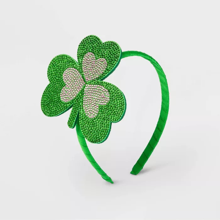 Girls' Gemstone Shamrock Headband - Cat & Jack™ Green | Target