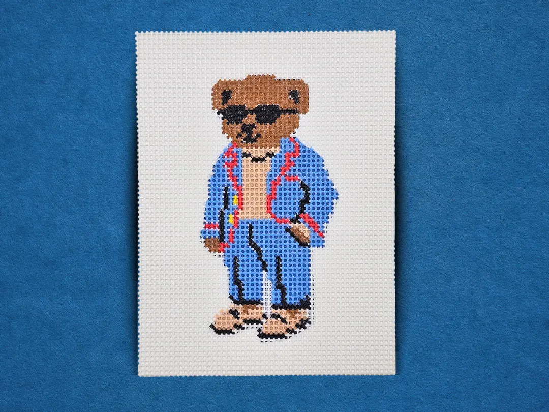 Dapper Bear Needlepoint Canvas, Cozy Teddy Bear in Suit Beginner Design, Modern Ralph Lauren Insp... | Etsy (US)