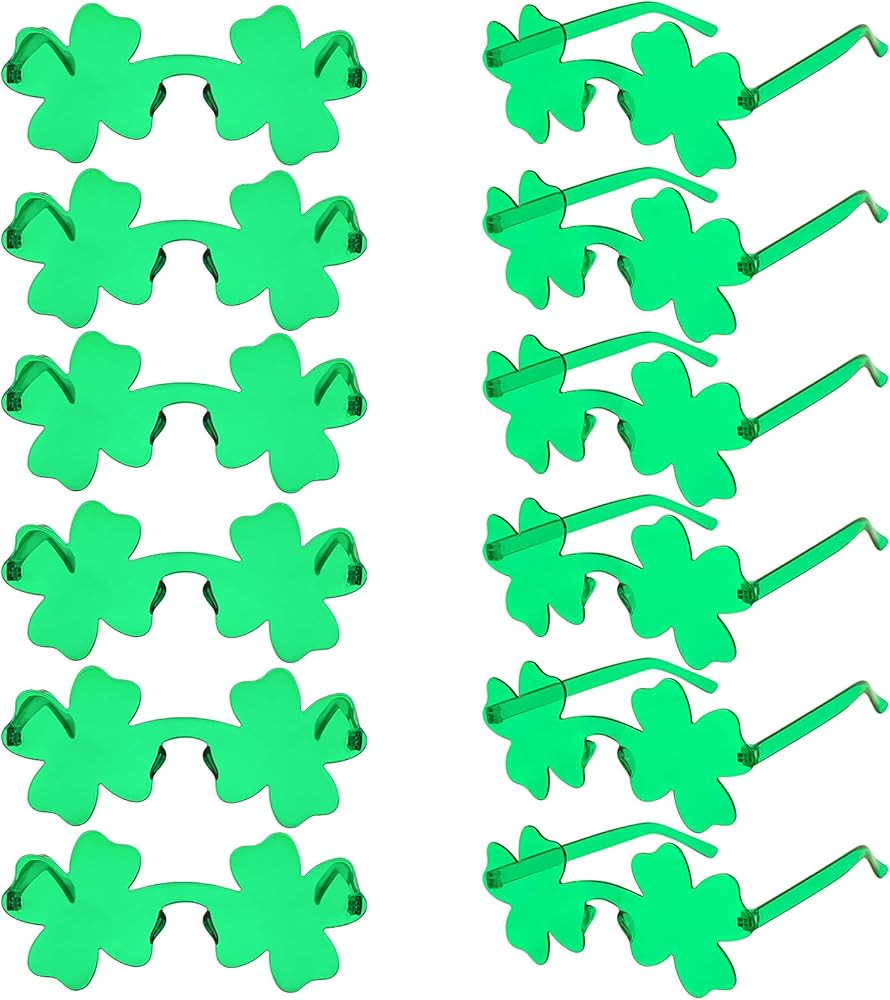FOIMAS 12 Pairs St Patrick's Day Shamrock Sunglasses,Green Clover Glasses Eyewear for St Patrick'... | Amazon (US)