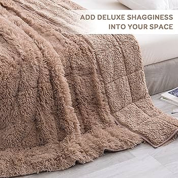 Wemore Shaggy Long Fur Faux Fur Weighted Blanket,Cozy and Fluffy Plush Sherpa Long Hair Blanket f... | Amazon (US)