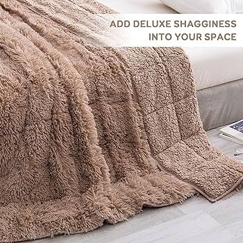 Wemore Shaggy Long Fur Faux Fur Weighted Blanket,Cozy and Fluffy Plush Sherpa Long Hair Blanket f... | Amazon (US)
