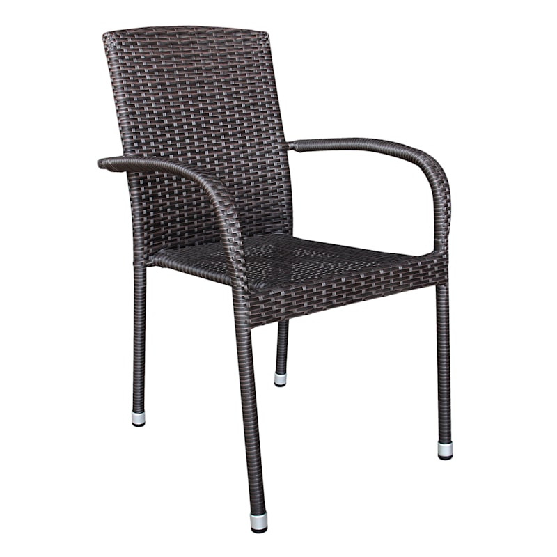 Stackable Outdoor Brown Wicker Chair | At Home