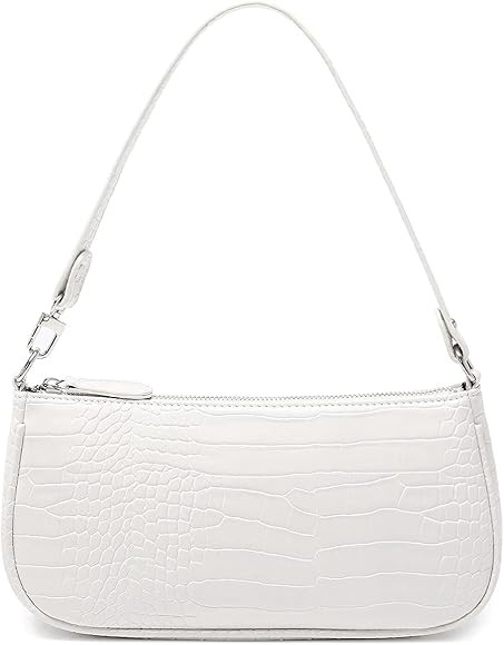 HROECHY Shoulder Bags for Women Small White Purse Y2K Handbag Crocodile Pattern Clutch 90s Purses | Amazon (US)