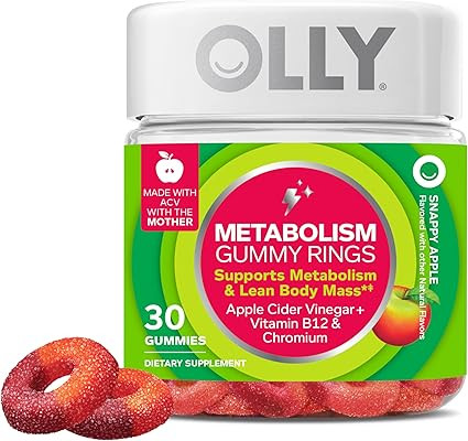 OLLY Metabolism Gummy Rings, Apple Cider Vinegar, Vitamin B12, Chromium, Energy and Digestive Hea... | Amazon (US)
