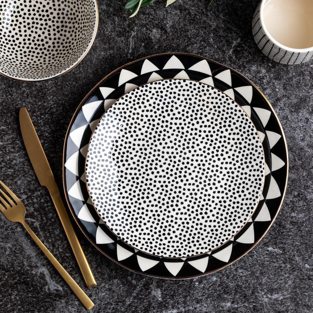 Thyme & TableBlack & White Dot Stoneware Plate | Walmart (US)