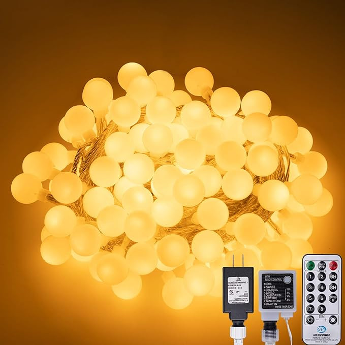 100 LED 49 FT Globe Ball String Lights Fairy String Lights Plug in with Remote 8 Modes Extendable... | Amazon (US)