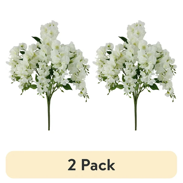 (2 pack) Mainstays 20 inch Artificial Flower, Wisteria Bouquet, White Color. Indoor Use. | Walmart (US)