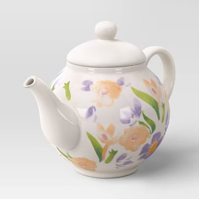 40 fl oz Stoneware Floral Tea Pot - Threshold™ | Target