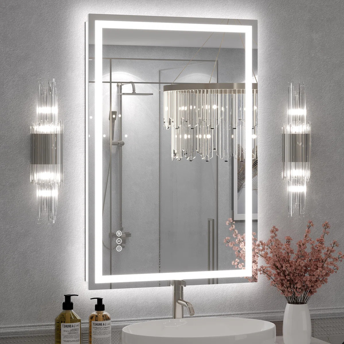 Molly Framelss or Framed LED Anti-Fog Tempered Glass Wall Bathroom Vanity Mirror - UL Certified | Wayfair North America