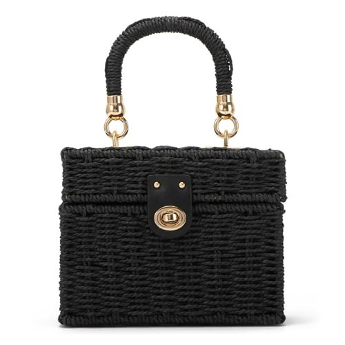 Oweisong Rattan Purse for Women Summer Straw Tote Handbag Woven Bakset Crossbody Bag Trendy Beach Top Handle Bag | Amazon (US)