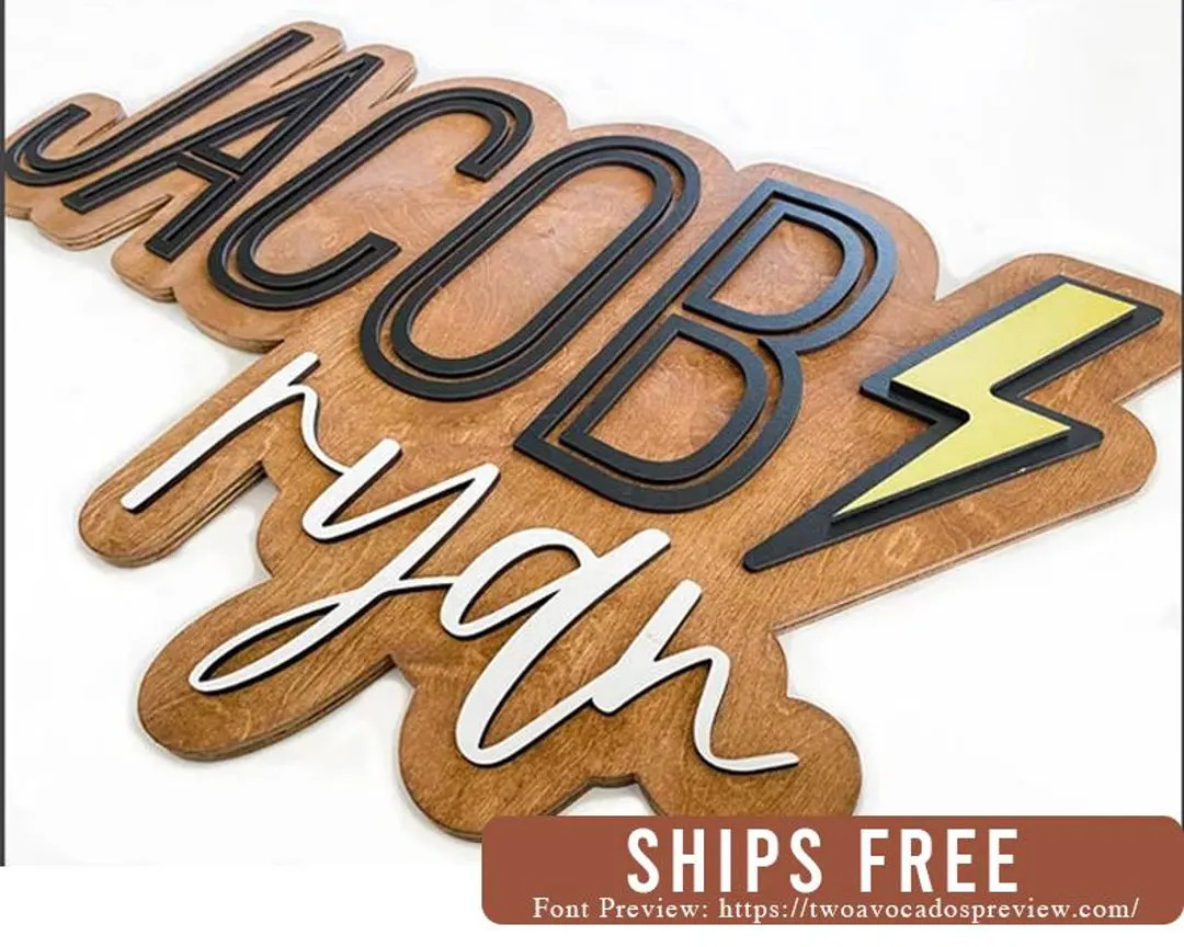 Lightening Bolt Name Sign, Large Wood Name Sign, Nursery Name Sign, Boy Name Sign, Above Crib Sig... | Etsy (US)