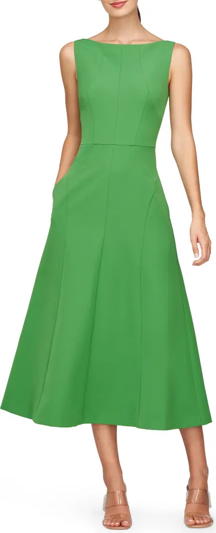 Kay Unger Amari Sleeveless Stretch Crepe Midi Cocktail Dress | Nordstrom | Nordstrom