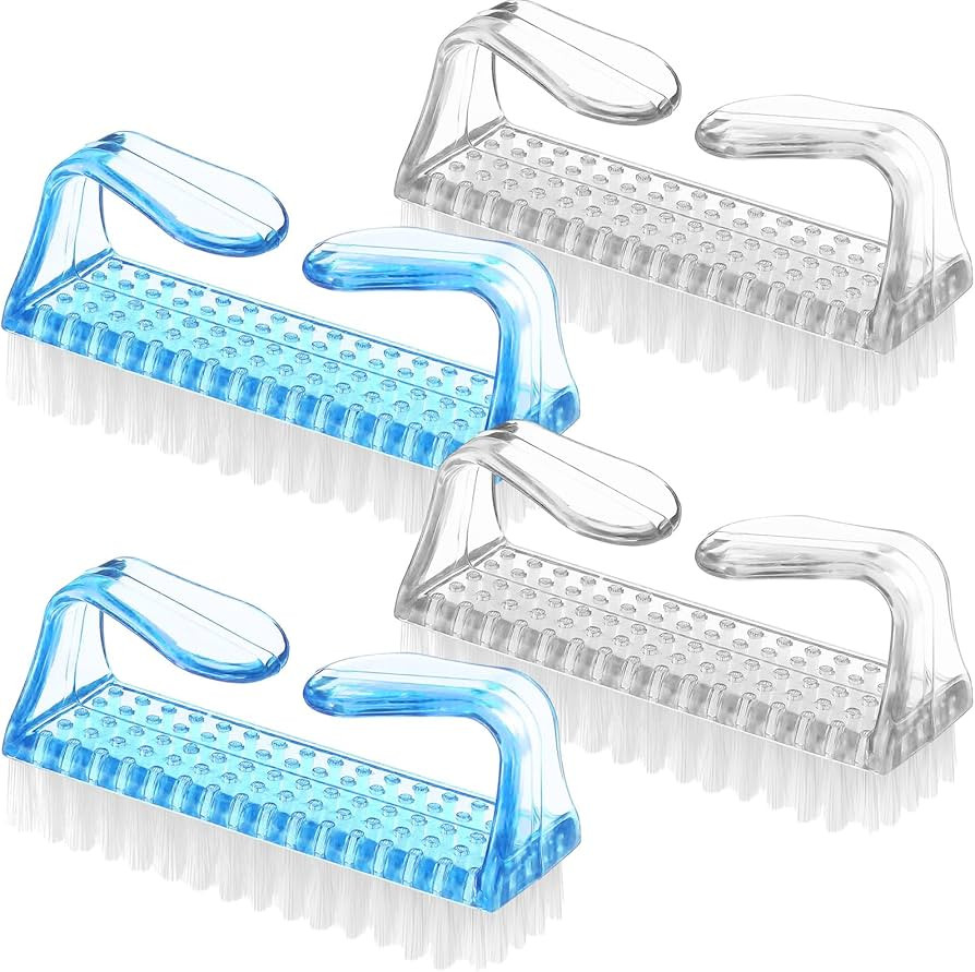 EBOOT 4 Pieces Handle Plastic Nail Brush Nail Hand Scrubbing Cleaning Brush(Blue,Clear) | Amazon (US)