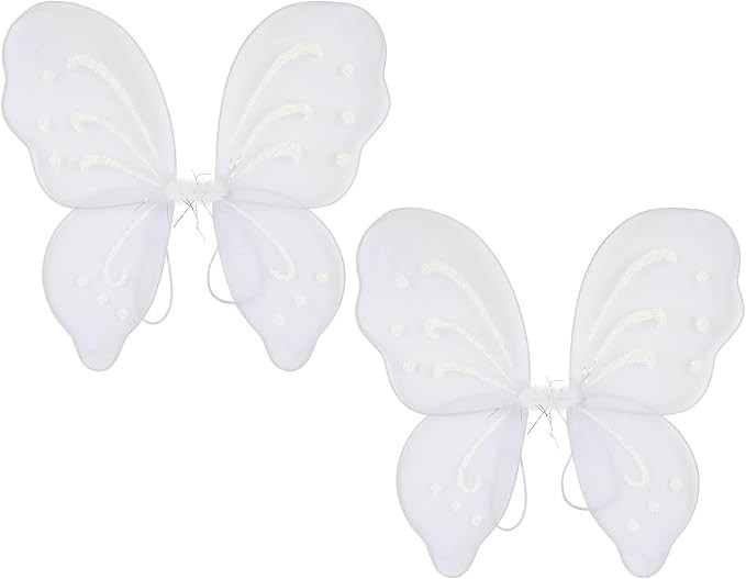 Beistle 2 Piece White Nylon Fabric Fairy Wings With Elastic Armbands – Halloween Costume Dress ... | Amazon (US)