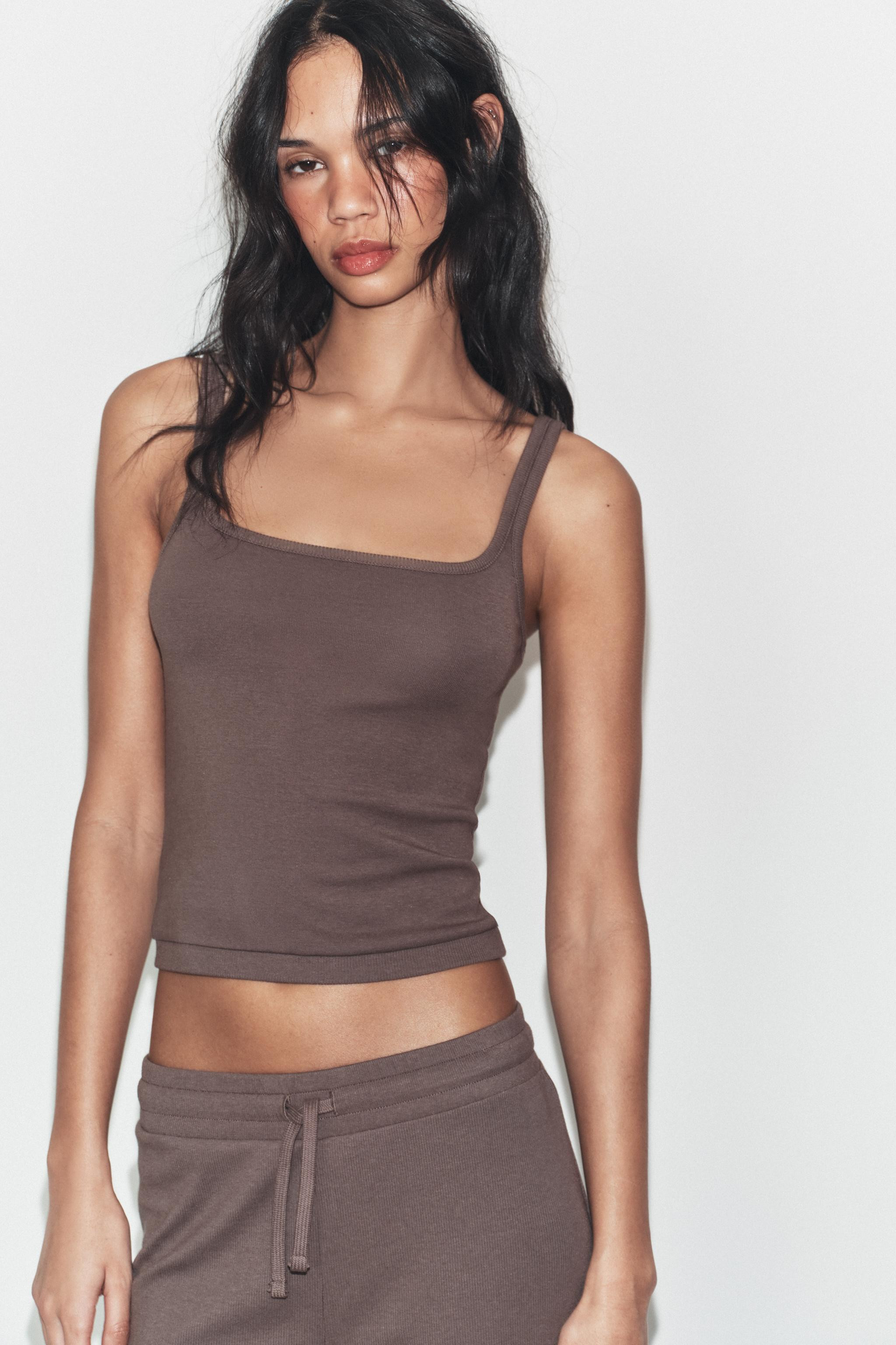 COTTON MODAL STRAPPY TOP | Zara UK
