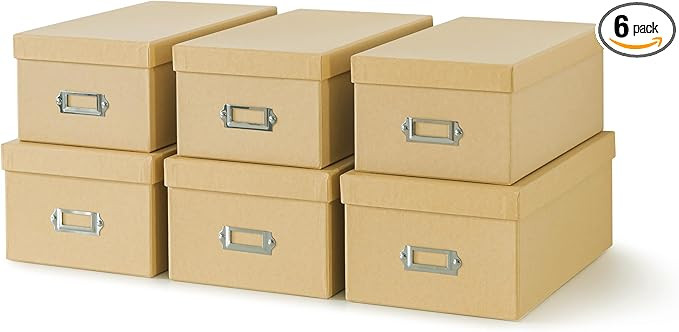 Soul & Lane Kraft Storage Boxes - Set of 6 (3 Large, 3 Medium), Keepsake Memory Storage Boxes wit... | Amazon (US)