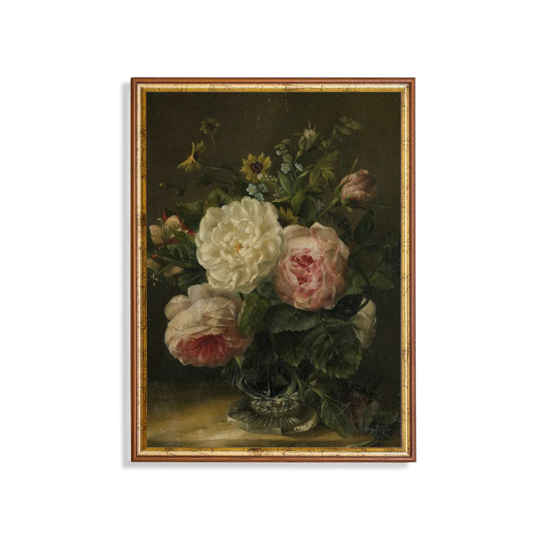 Still Life with Flowers | Vintage Painting | Antique Rustic Still Life | Printable Wall Art | Vin... | Etsy (CAD)