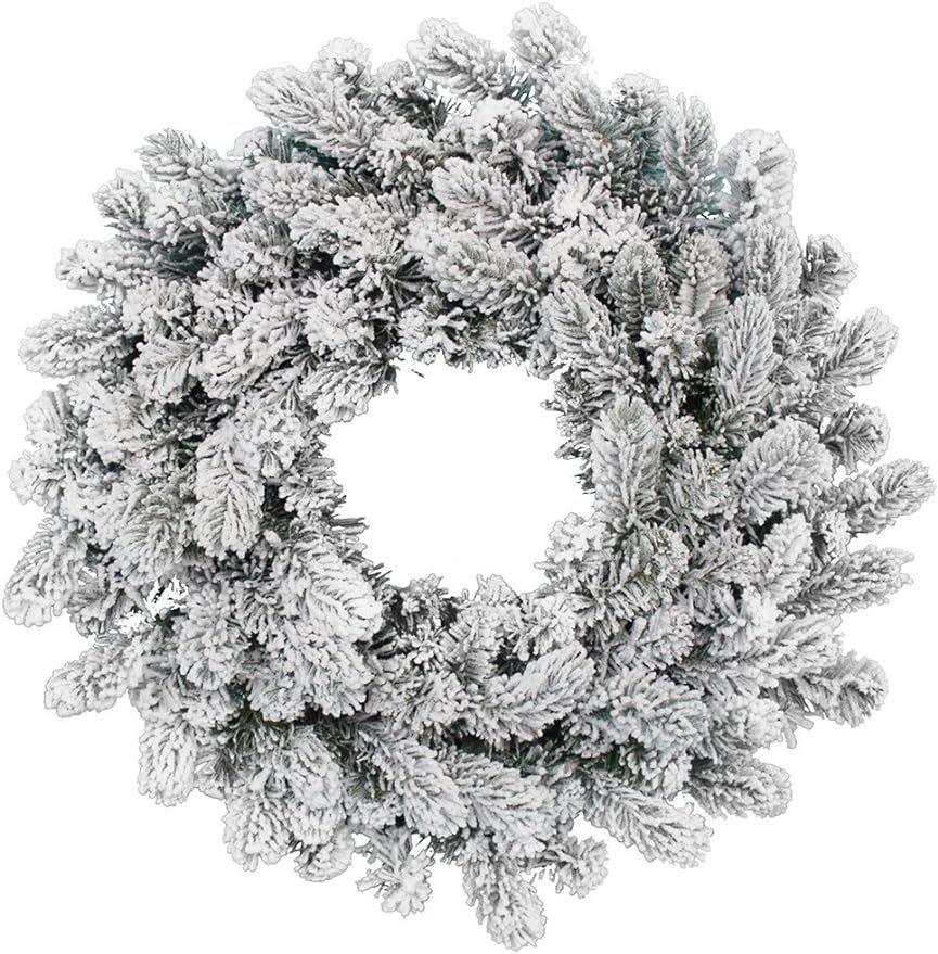 KING OF CHRISTMAS 24" King Flock Artificial Christmas Wreath Unlit | Amazon (US)