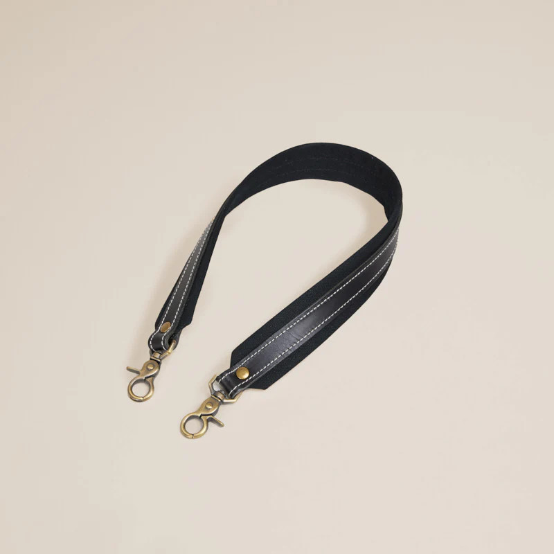 Jackie Shoulder Strap - Leather-on-Canvas Black | Parker Thatch