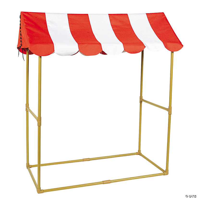 31" x 46 1/2" Big Top Striped Red & White Polyester Tabletop Tent with Frame | Oriental Trading Company