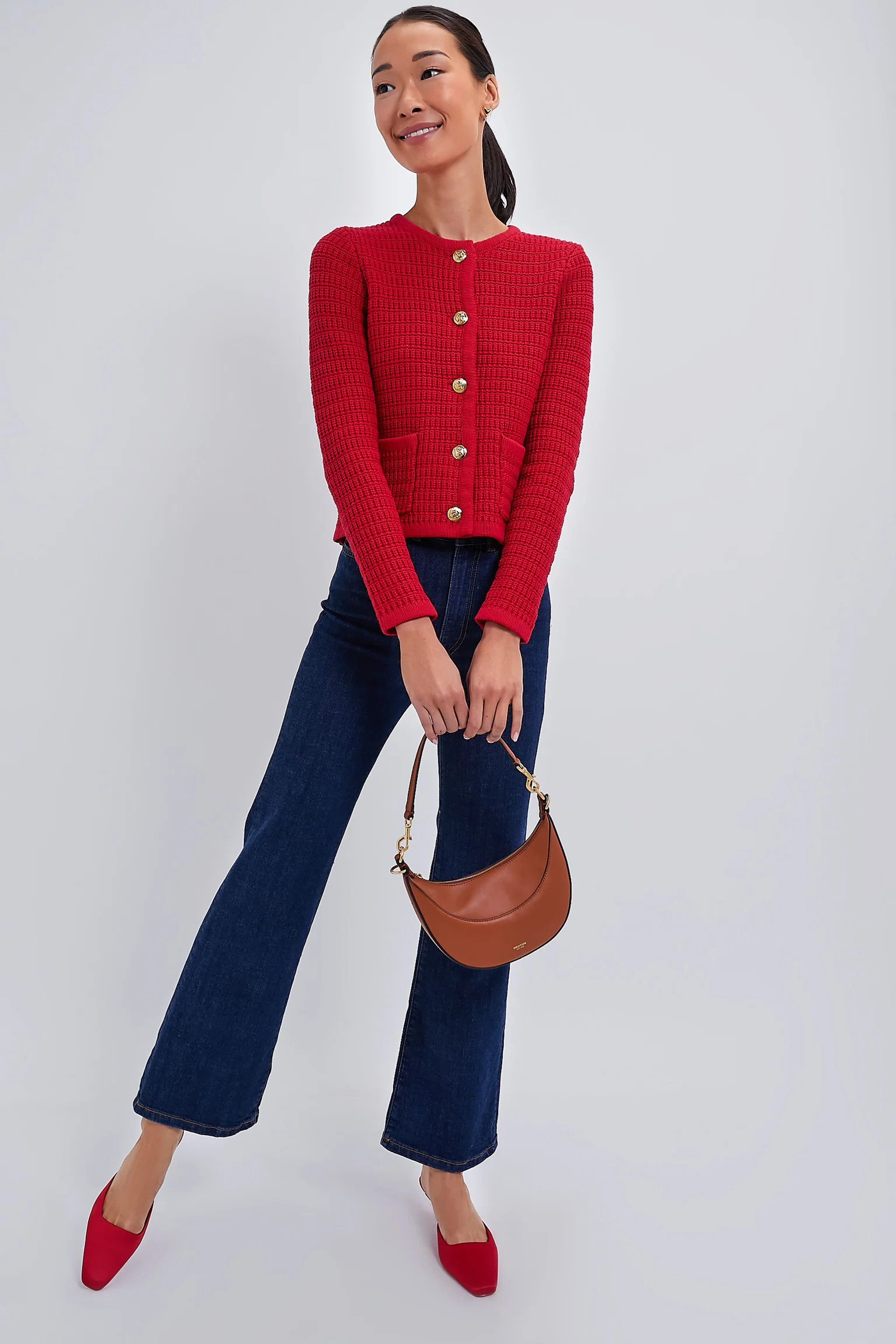 Red Woven Maybourne Cardigan | Tuckernuck (US)