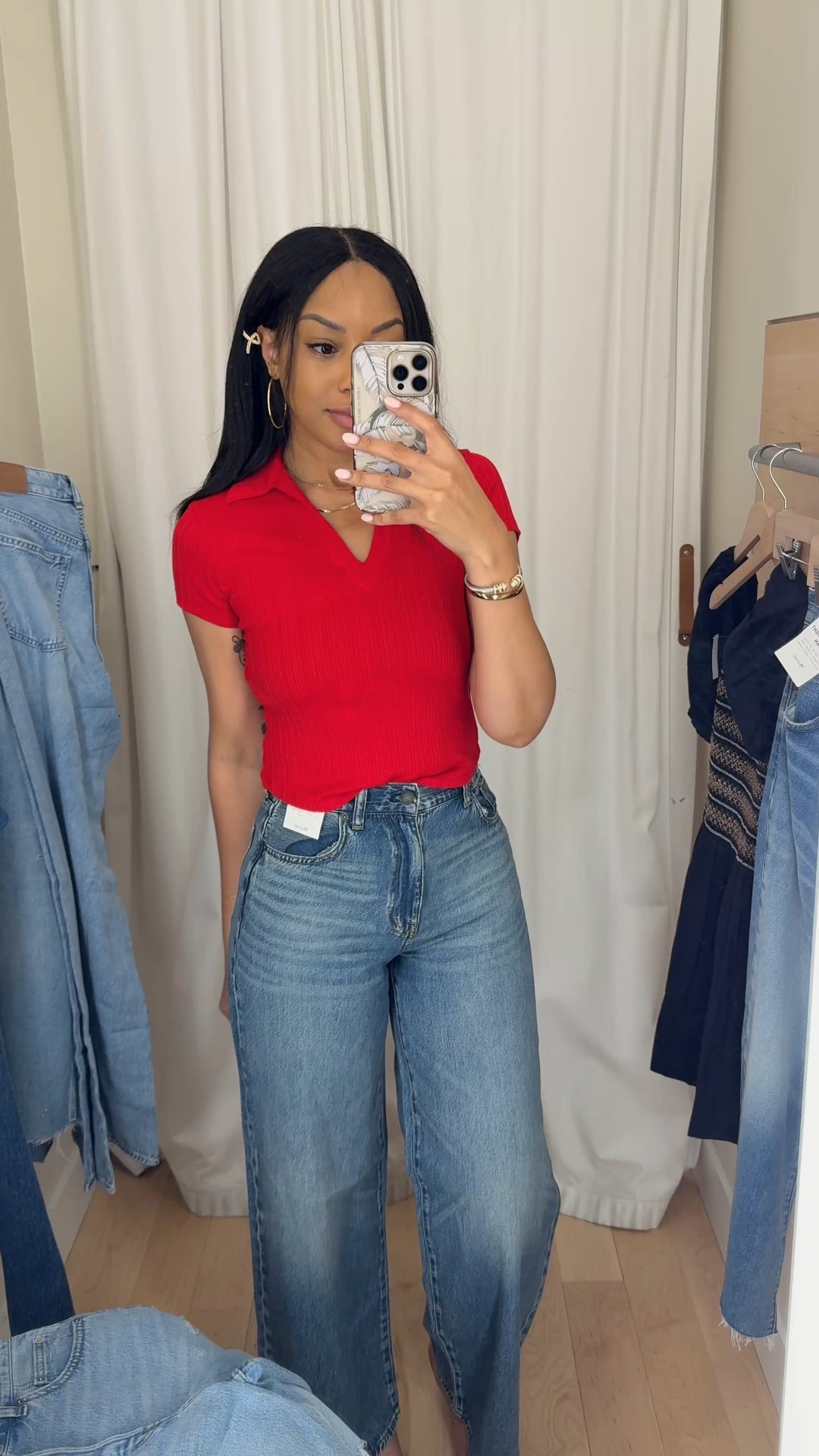 I’m not even over exaggerating, you NEED these Madewell super wide leg jeans 😩 wearing a size 26 here 💙 unfortunately I needed the tall size and they’re sold out online but this is the regular hem I’m 5’7. These are GOOD!!!! XXS in ribbed polo tee (LOTS of stretch, feel free to size down girl)

Madewell, super wide leg jeans, airy denim, summer jeans, casual outfit, summer outfit, Madewell outfits, comfy jeans

#LTKStyleTip