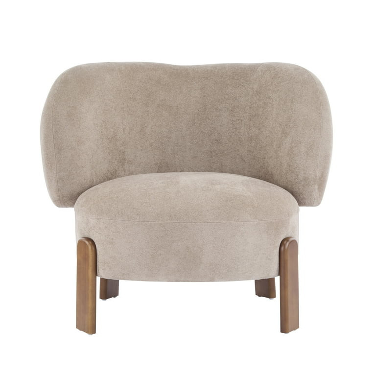 Christopher Knight Home Upholstered Wingback Chair with Solid Wood Legs, Light Brown | Walmart (US)