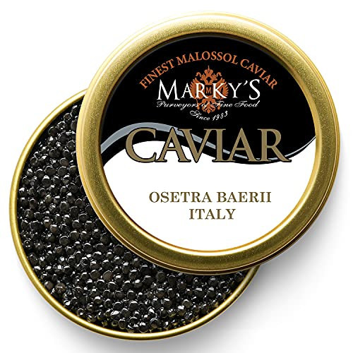 MARKY'S Baerri Siberian Sturgeon Black Caviar from Italy – 1 oz / 28 g – Malossol Ossetra Black Roe - GUARANTEED OVERNIGHT | Amazon (US)