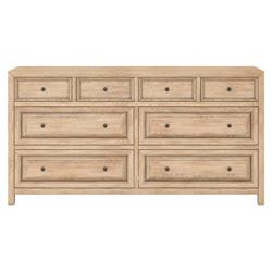 Pierre Rustic Lodge Brown Pine Wood Bronze Metal Pull 8 Drawer Double Dresser | Kathy Kuo Home