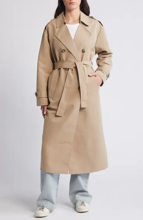 VERO MODA Chloe Trench Coat in Silver Mink at Nordstrom, Size X-Large | Nordstrom