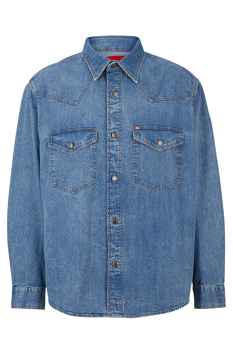 Oversize-fit denim shirt with flap chest pockets | Hugo Boss (US)