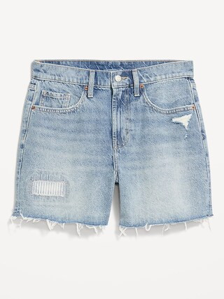 Curvy High-Waisted Baggy Jean Cut-Off Shorts -- 5-inch inseam | Old Navy (US)