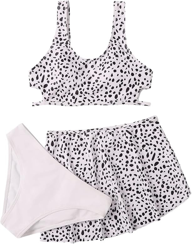 SOLY HUX Girl's 3 Piece Swimsuits Cow Print Bikini Bathing Suit with Shorts | Amazon (US)