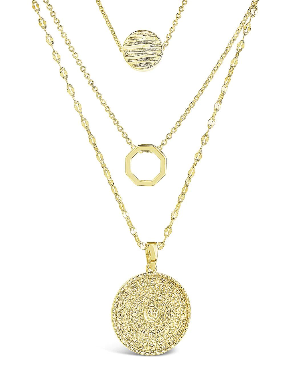 Textured Disc Layered Chain Necklace | Sterling Forever