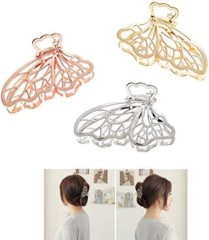 KISSKIKO Butterfly Metal Hair Clips for Women Small Claw Clip 3 Inch Gold Hair Claw Thick Hair Th... | Amazon (US)