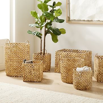 Open Weave Zigzag Seagrass Baskets - Natural | West Elm (US)