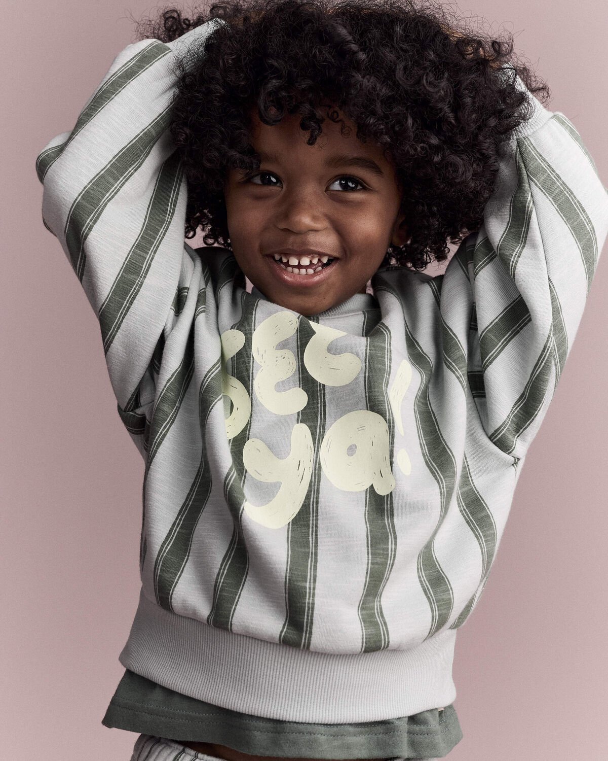 Toddler 'See Ya!' Striped Dolman-Sleeve Sweatshirt - Light Blue/Olive | Carter's Inc
