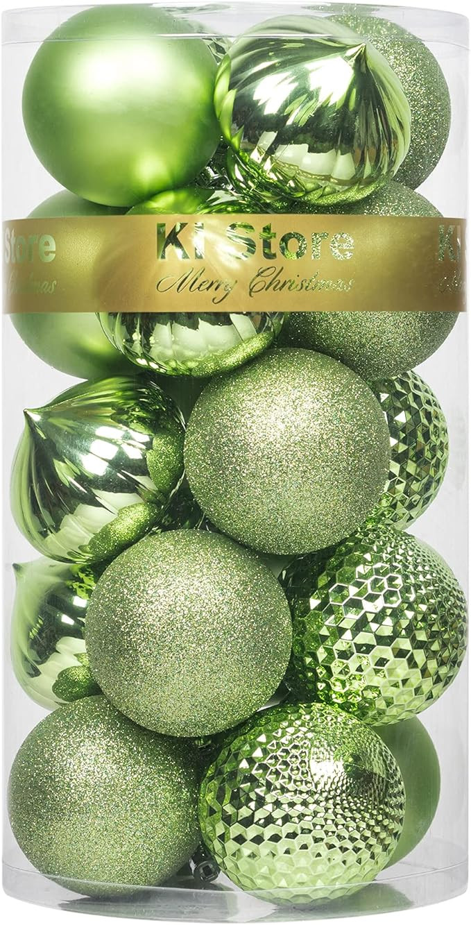 KI Store Light Green Christmas Balls 20pcs 3.15-Inch Christmas Tree Decoration Ornaments for Xmas... | Amazon (US)