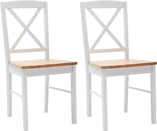 Duhome Dining Chairs Set of 2 Wood Dining Room Chair with Cross Back, Kitchen Room Chair Side Cha... | Amazon (US)