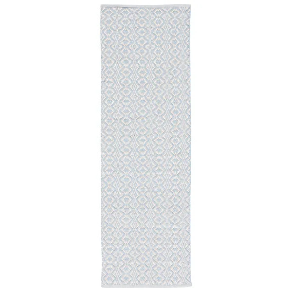 SAFAVIEH Handmade Flatweave Montauk Everly Casual Cotton Rug - 2'3" x 8' - Ivory/Light Blue | Bed Bath & Beyond