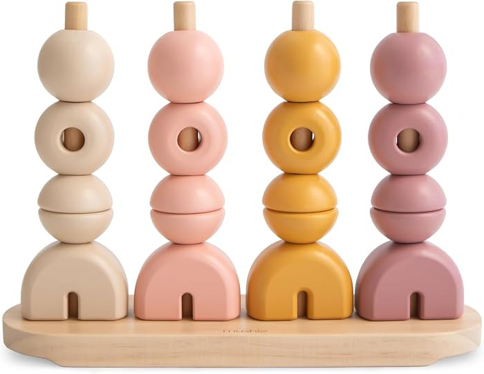mushie Wooden Multi Shape Stacker | for Kids 3 Years+ | Preschool Educational & Toddler Montessor... | Amazon (US)