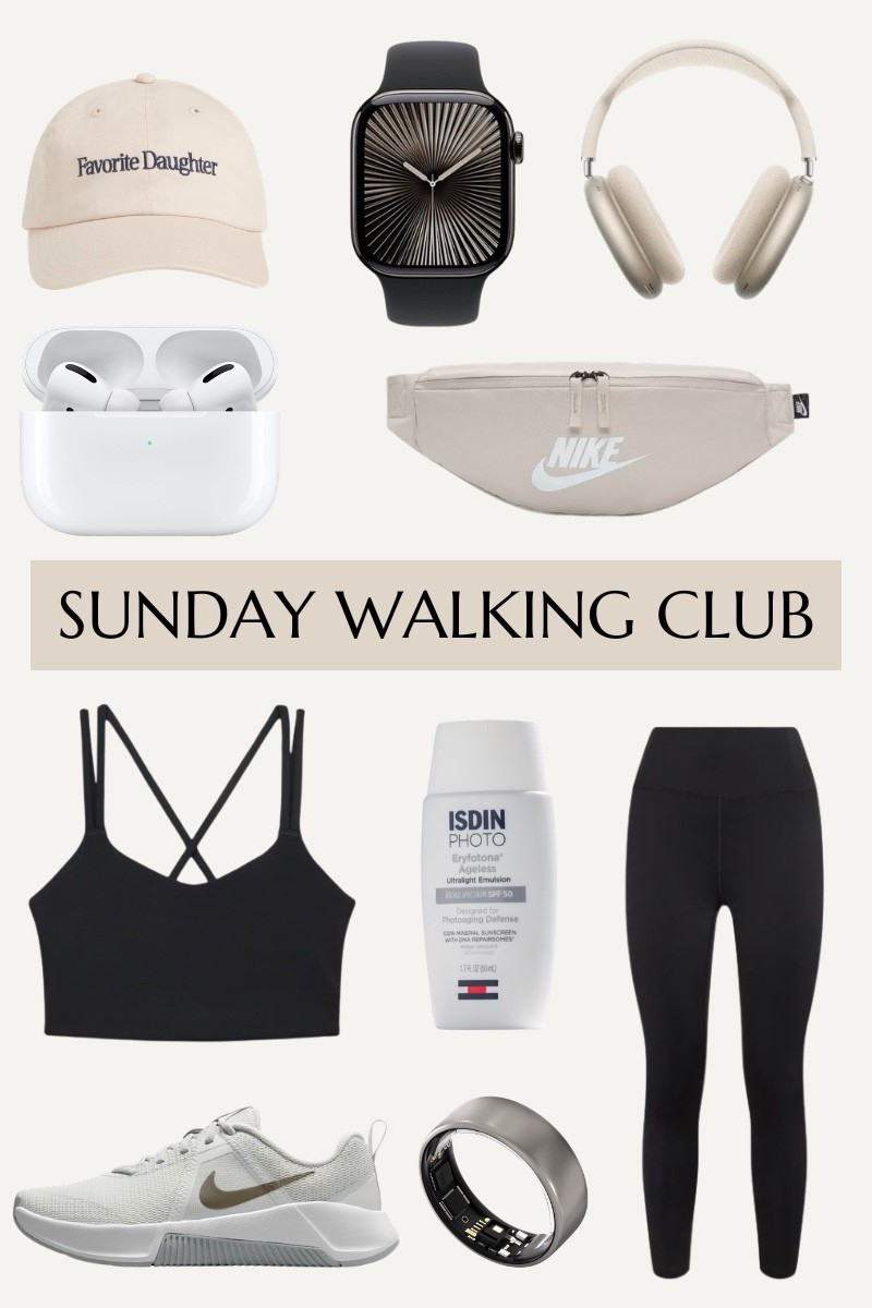 Sunday Walking Club
My morning walk essentials — everything I bring on a summer walk. 
Nike walking shoes, Apple AirPods, Oura ring, workout leggings, athletic top, SPF sunscreen, baseball cap, crossbody bag 
walking shoes for women | Nike shoes women | activity tracker | Oura ring | morning walk essentials | outdoor workout gear | women's athletic wear | noise cancelling headphones | SPF for outdoor workouts | crossbody bag | summer fitness | fitness accessories 2026

#LTKfitnessgoals