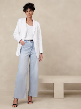 Linen-Cotton Long and Lean Blazer | Banana Republic Factory