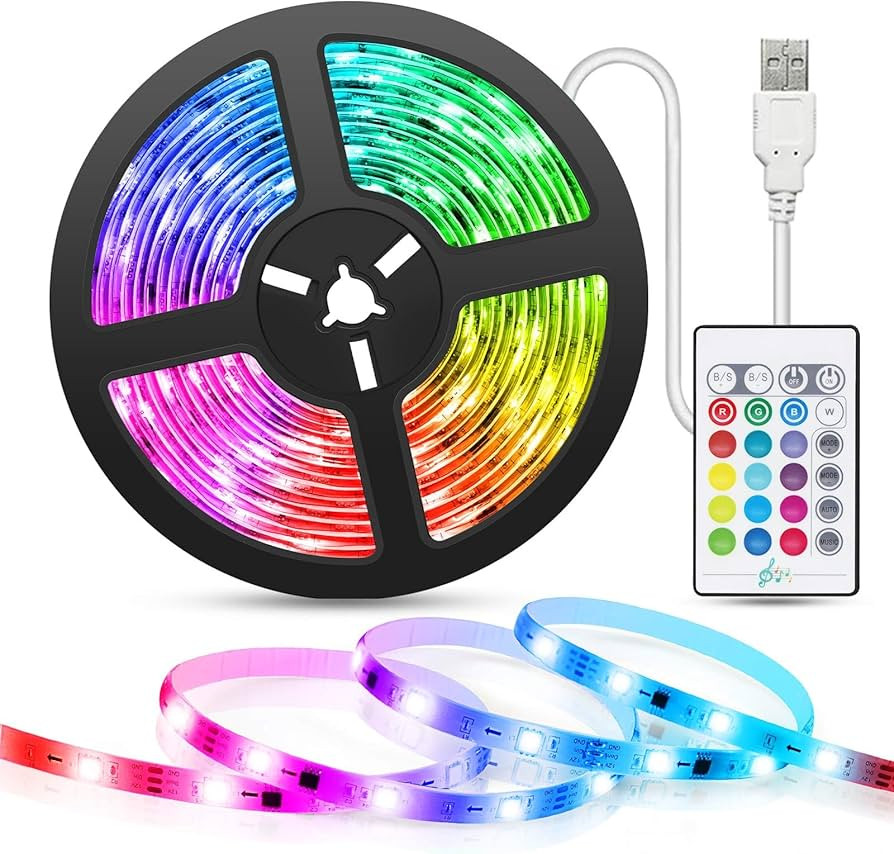 Tasmor LED Strip Light Music Sync 16.4ft, USB Powered LED Light Strip with Remote Waterproof RGB ... | Amazon (US)
