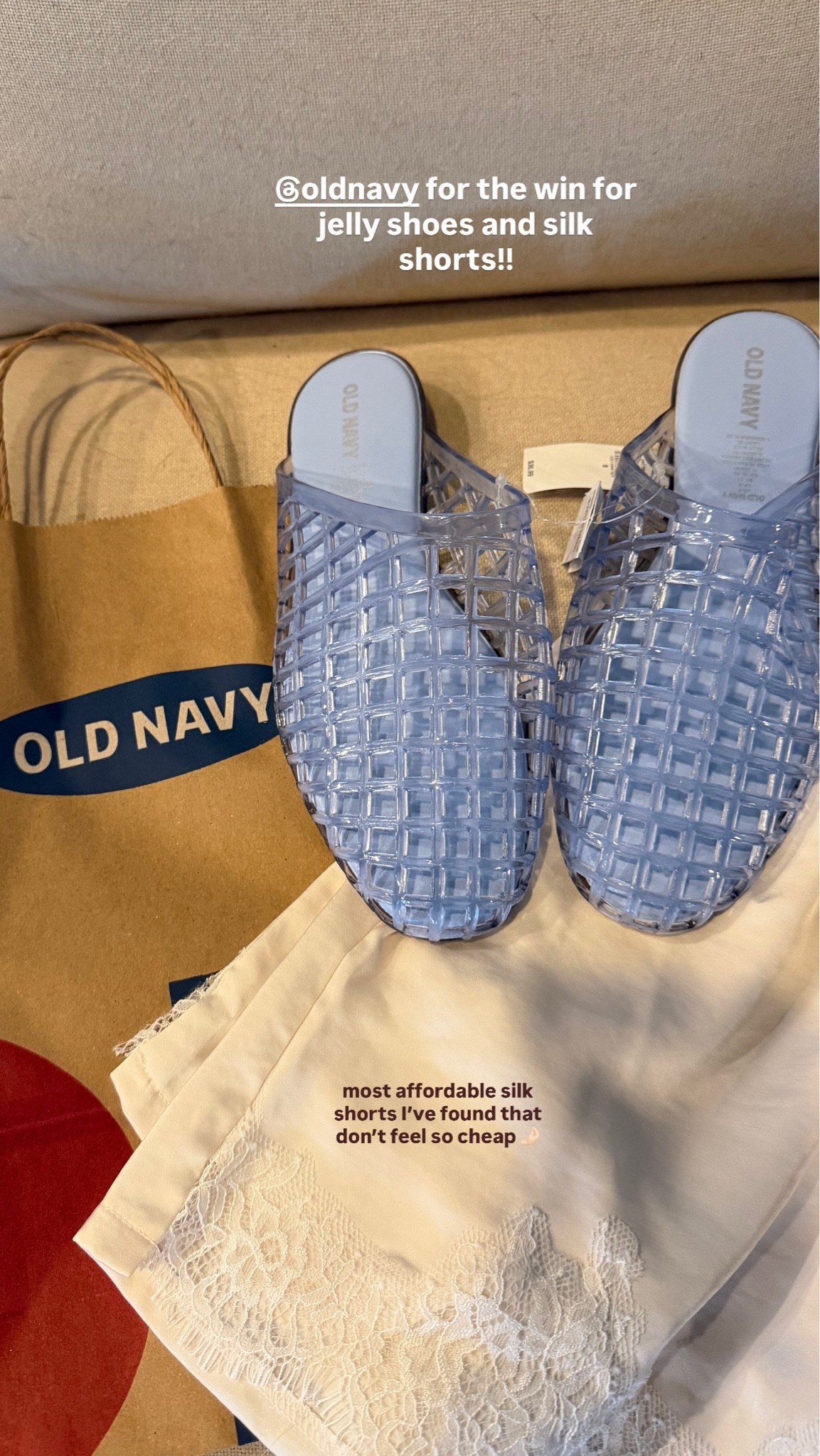 old navy finds: jelly shoes and silk shorts 🤌🏻

#LTKootd #LTKmomlife #LTKSeasonal